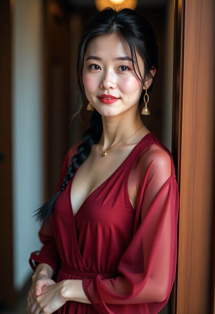 片场录音师戴着耳机监听现场
